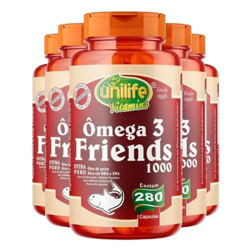 Kit 5 Ômega 3 Friends Unilife 1200mg 280 Cápsulas