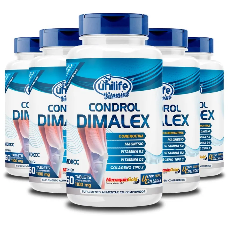 Kit 5 Condrol Dimalex 1100mg Unilife 60 Comprimidos