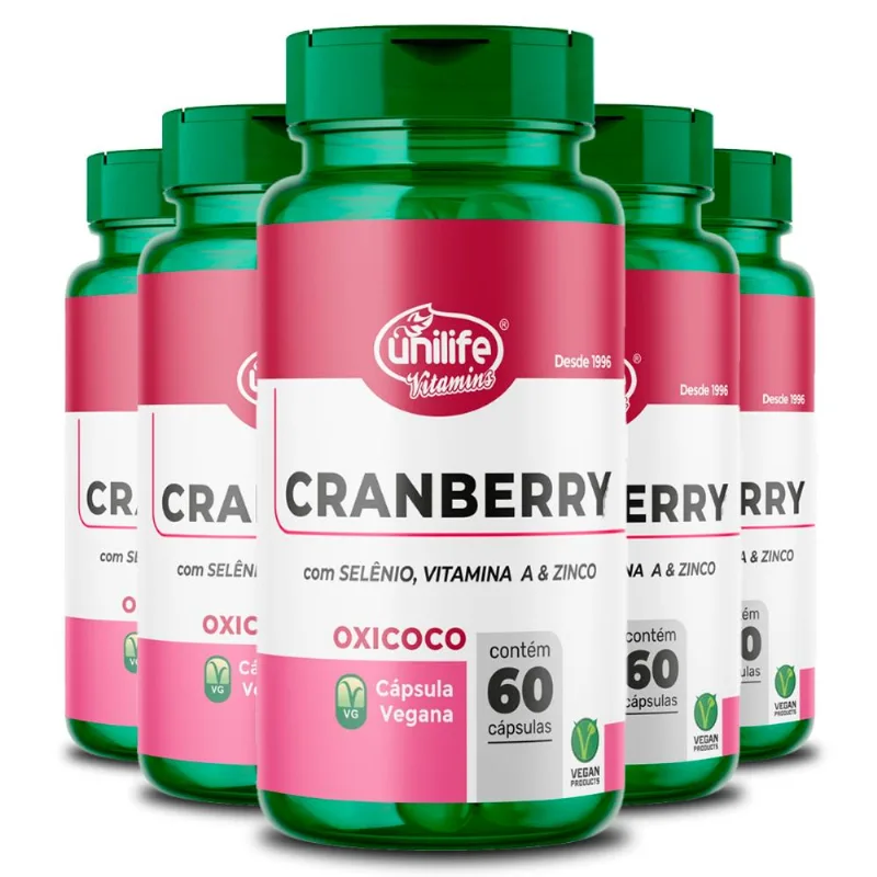 Kit 5 Cranberry Unilife 60 Cápsulas