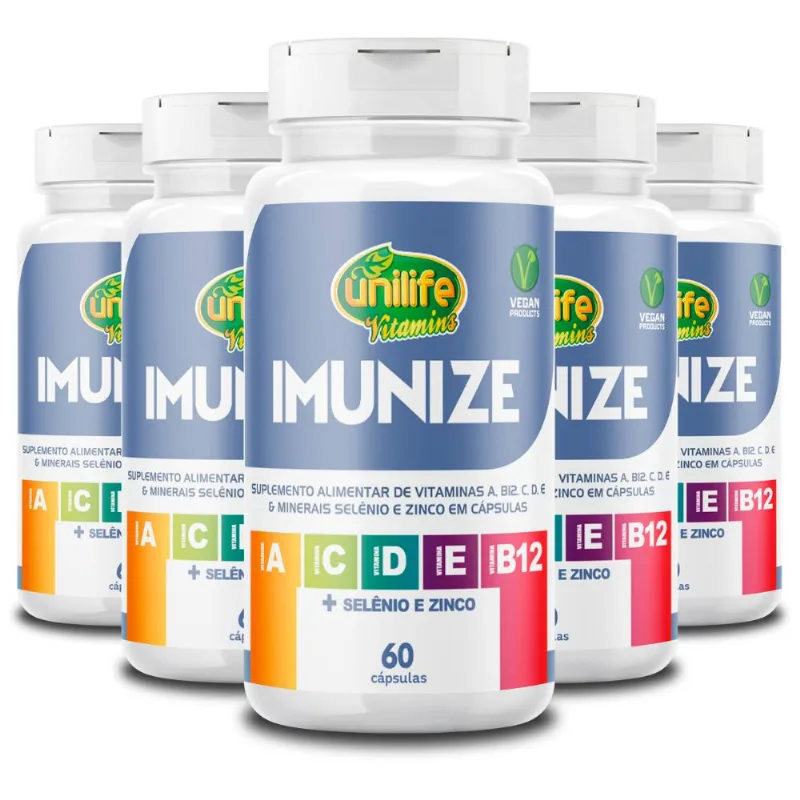 Kit 5 Imunize Vitaminas e Zinco Unilife 60 Cápsulas