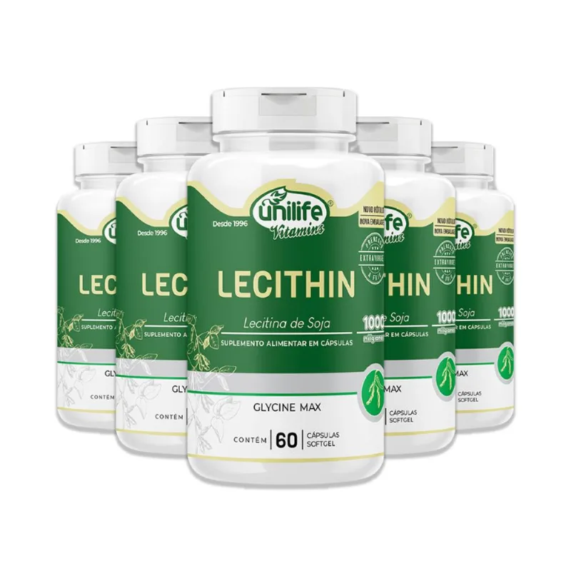 Kit 5 Lecitina de Soja Unilife 60 Cápsulas