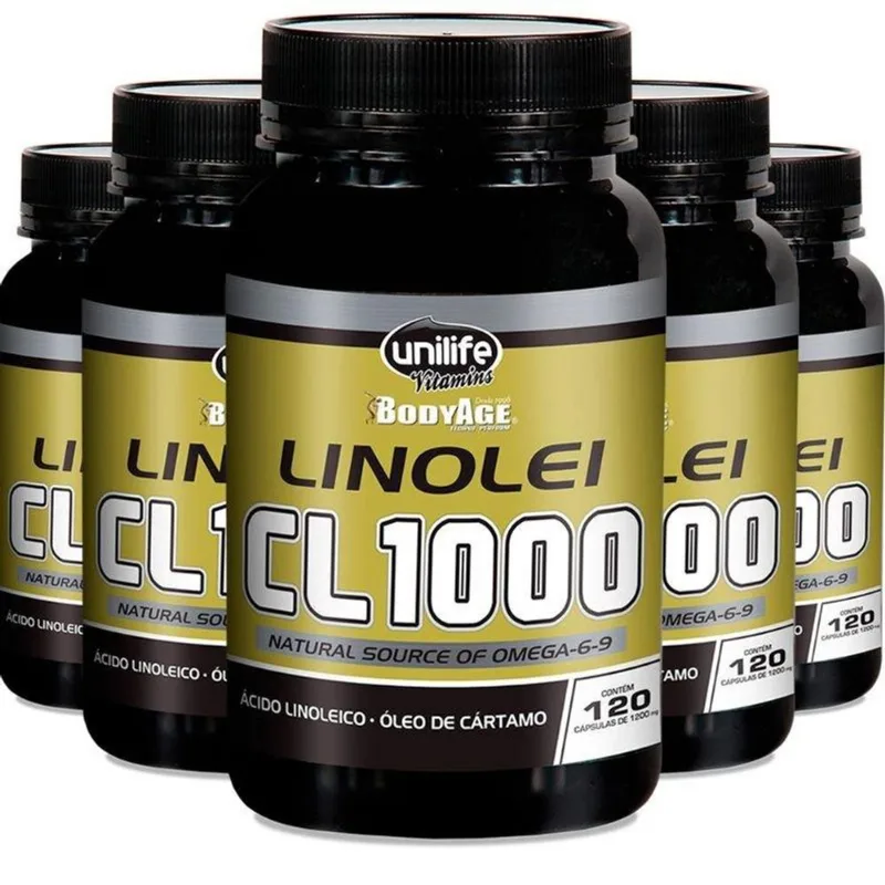 Kit 5 Linolei Cl 1000 Óleo de Cártamo Unilife 120 Cápsulas
