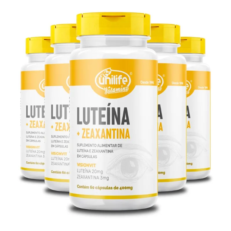 Kit 5 Luteína e Zeaxantina Unilife 60 cápsulas