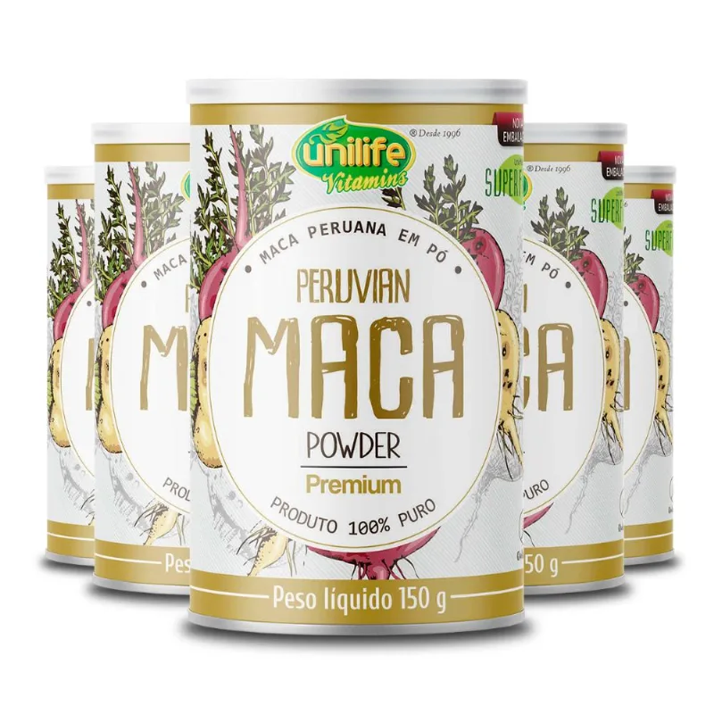 Kit 5 Maca Peruana em Pó Premium Unilife 150g