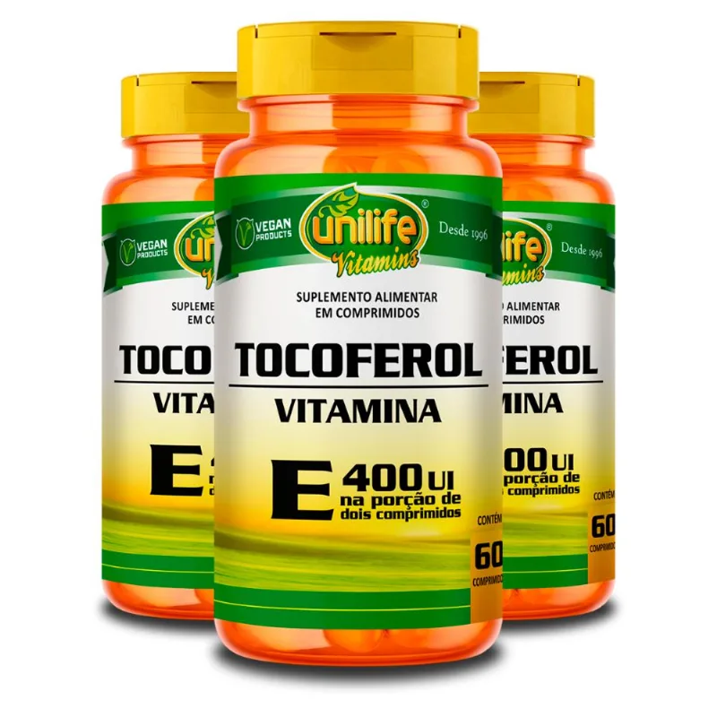 Kit 3 Vitamina E Tocoferol Unilife 60 Comprimidos
