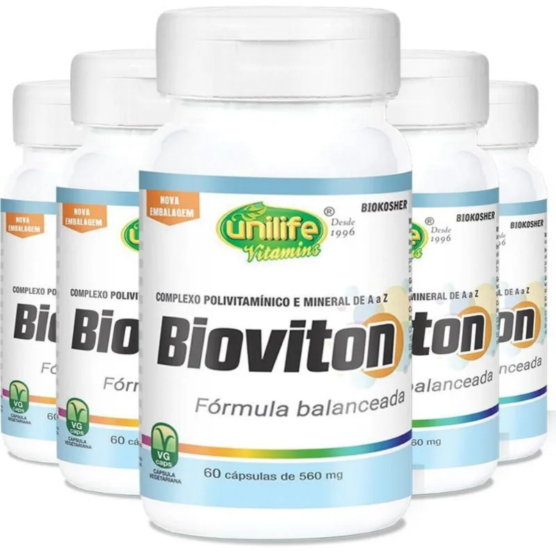 Kit 5 Bioviton Vitaminas e Minerais Unilife 60 Caps