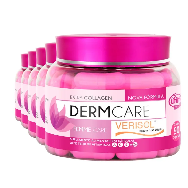 Kit 5 Derm Care Verisol Unilife 90 Cápsulas