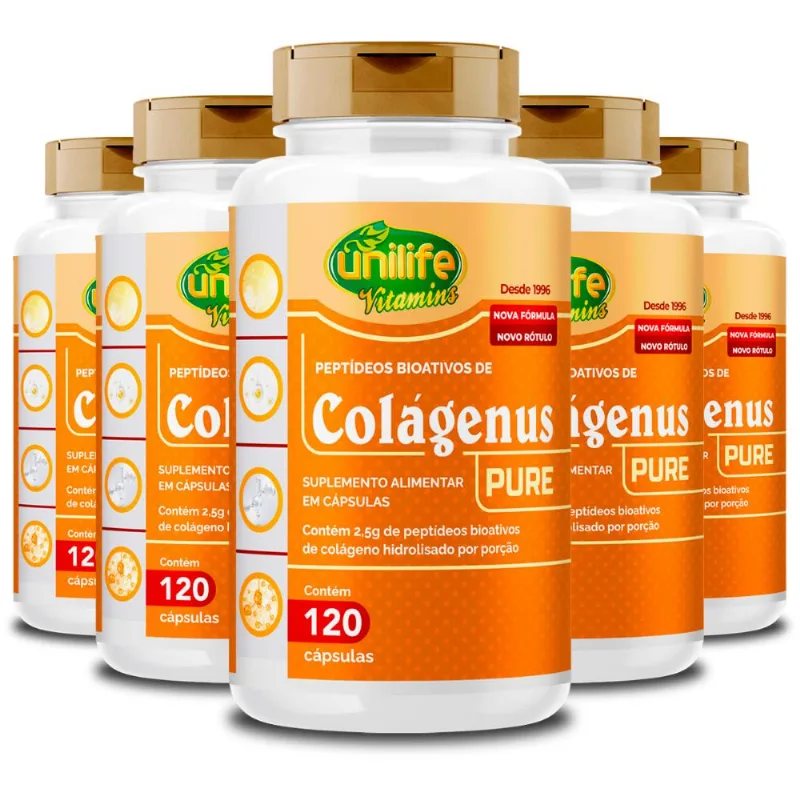 Kit 5 Colágenus Pure Unilife 120 Cápsulas