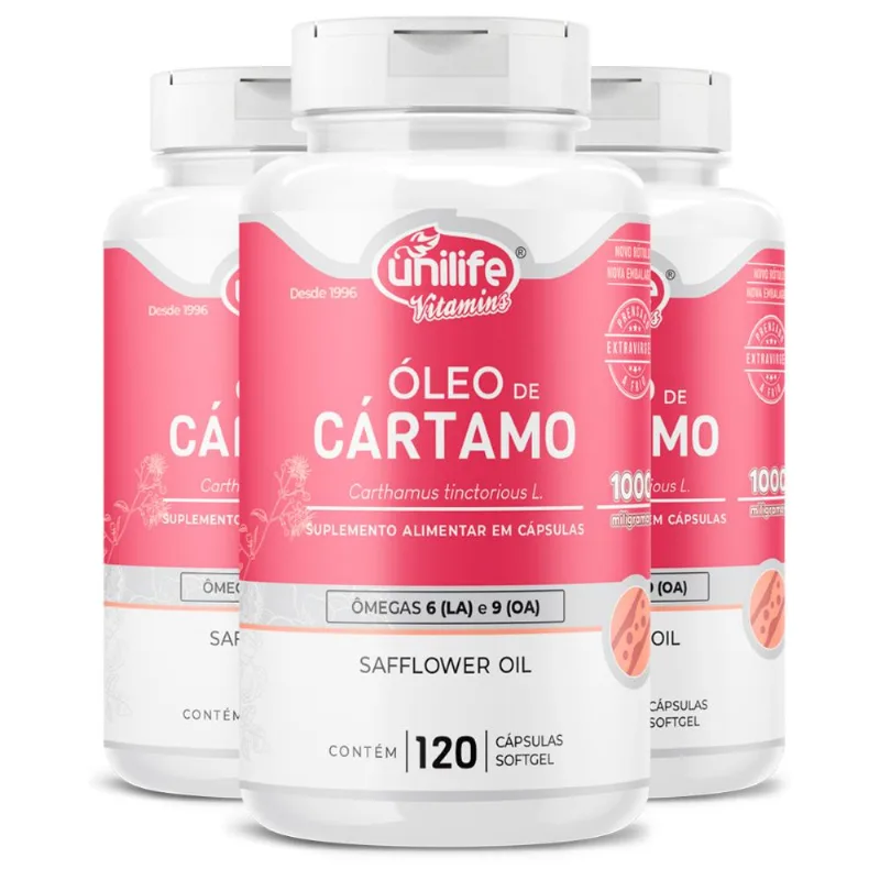 Kit 3 Óleo de Cartamo 1000mg com 120 cápsulas Unilife