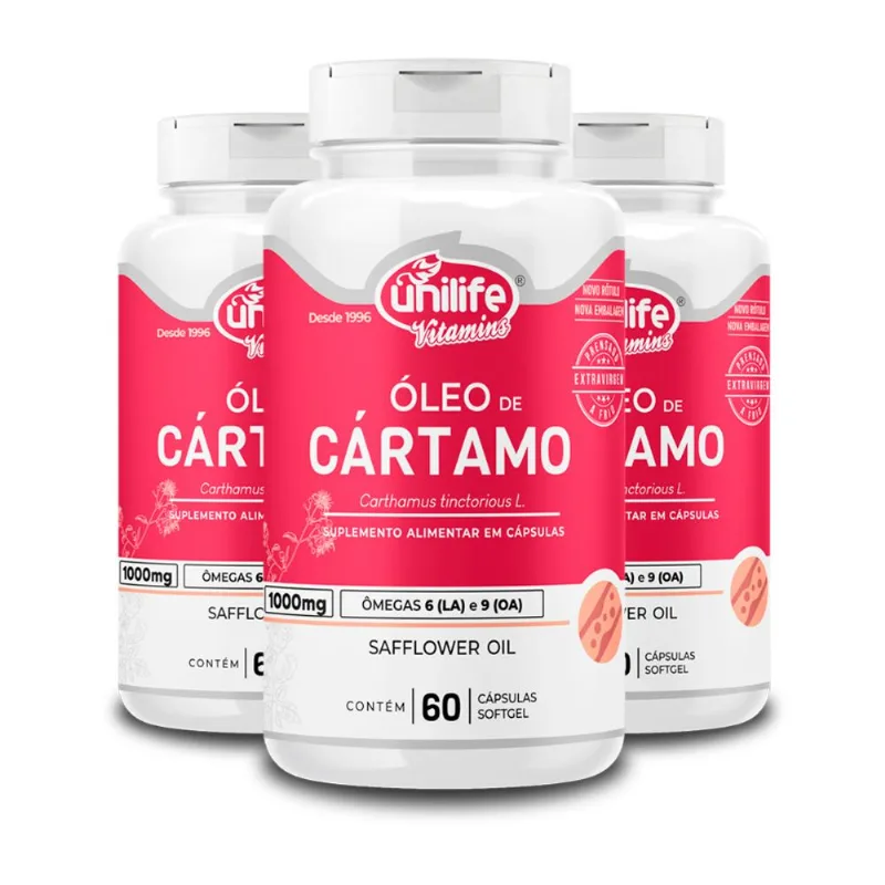 Kit 3 Óleo de Cártamo Unilife 60 Cápsulas 1000mg