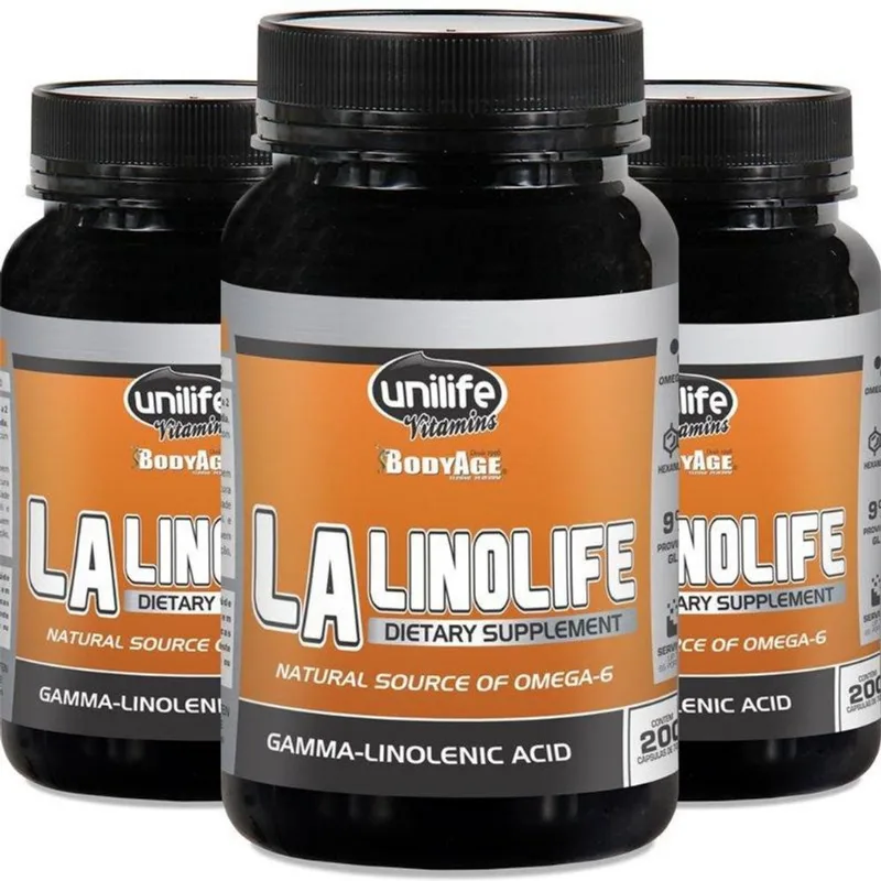 Kit 3 Óleo de Prímula Linolife LA 200 cápsulas Unilife