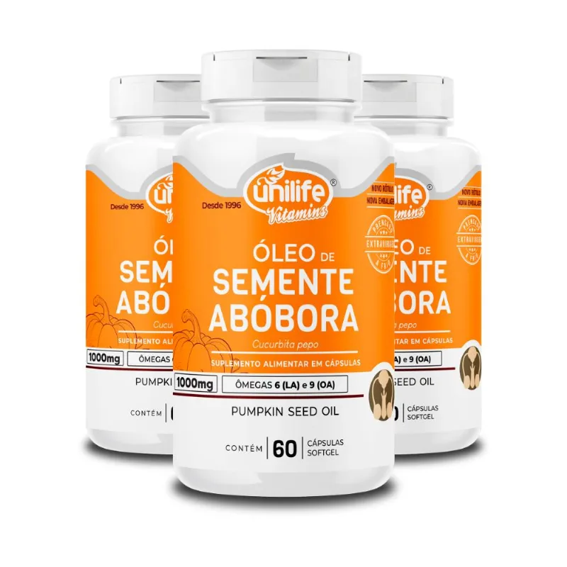Kit 3 Óleo de Semente de Abóbora Unilife 60 cápsulas