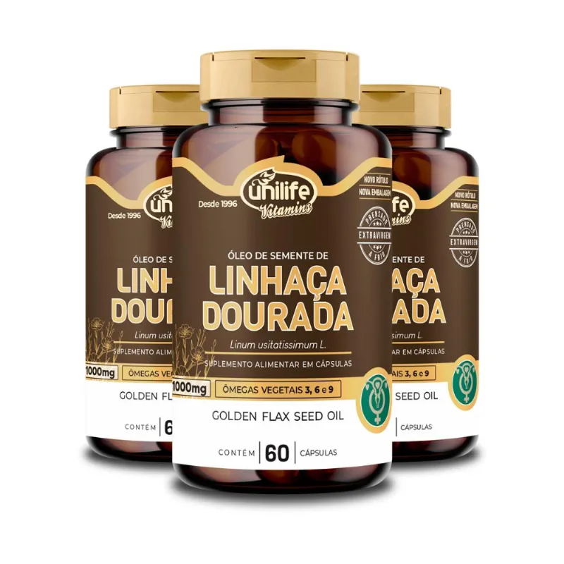 Kit 3 Óleo Linhaça Unilife 1000mg 60 Cápsulas