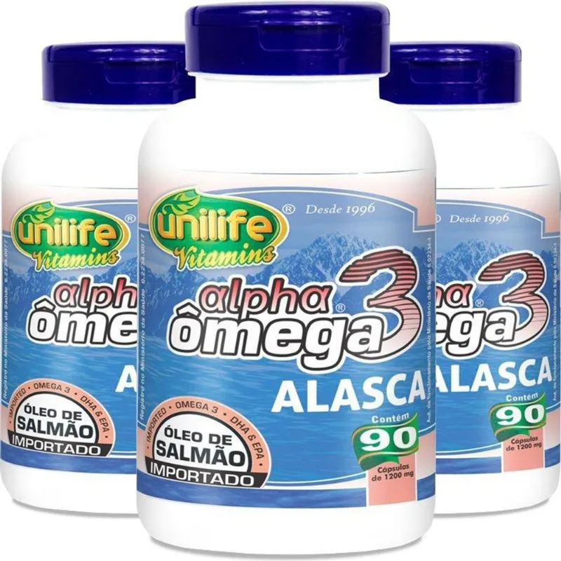 Kit 3 Ômega 3 Alpha Salmão Unilife 1200mg 90 Caps