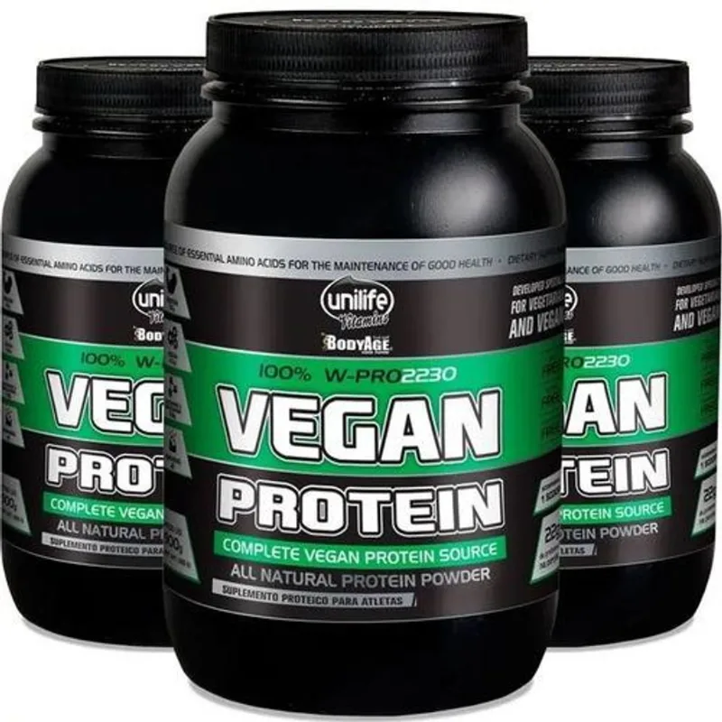 Kit 3 Vegan Protein Unilife Sabor Chocolate 900g