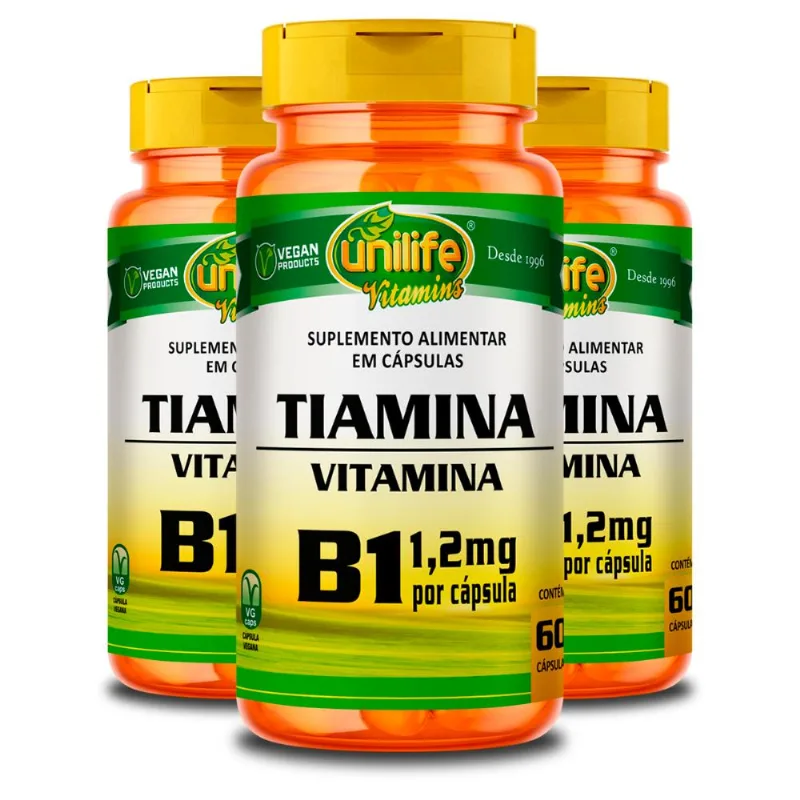 Kit 3 Vitamina B1 Tiamina Unilife 60 cápsulas
