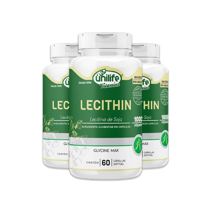 Kit 3 Lecitina de Soja Unilife 60 Cápsulas