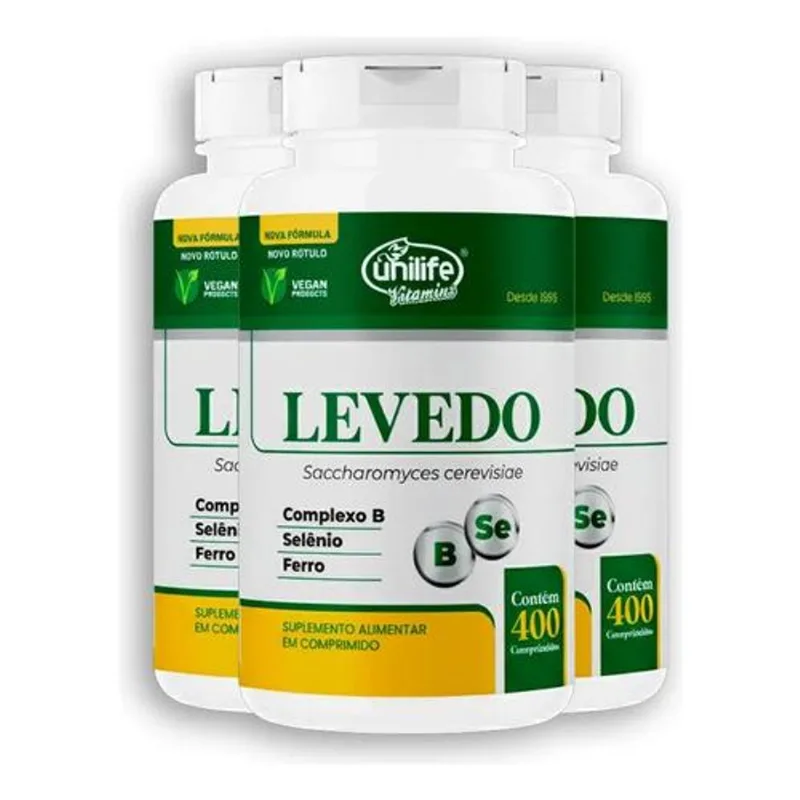 Kit 3 Levedo de Cerveja Complexo B Unilife 400 Comprimidos