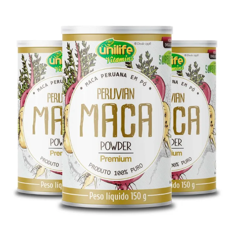 Kit 3 Maca Peruana em Pó Premium Unilife 150g