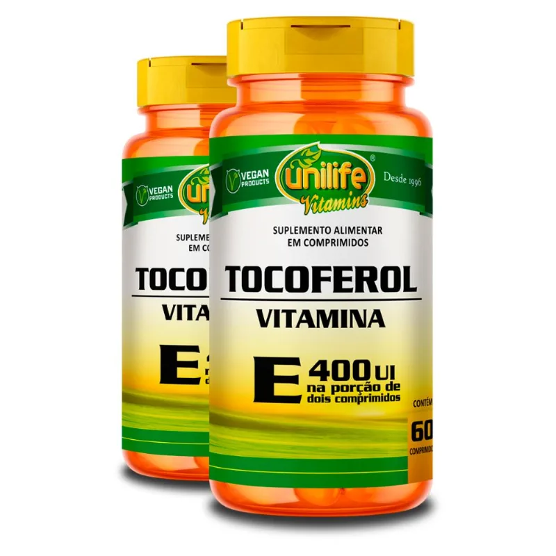 Kit 2 Vitamina E Tocoferol Unilife 60 Comprimidos