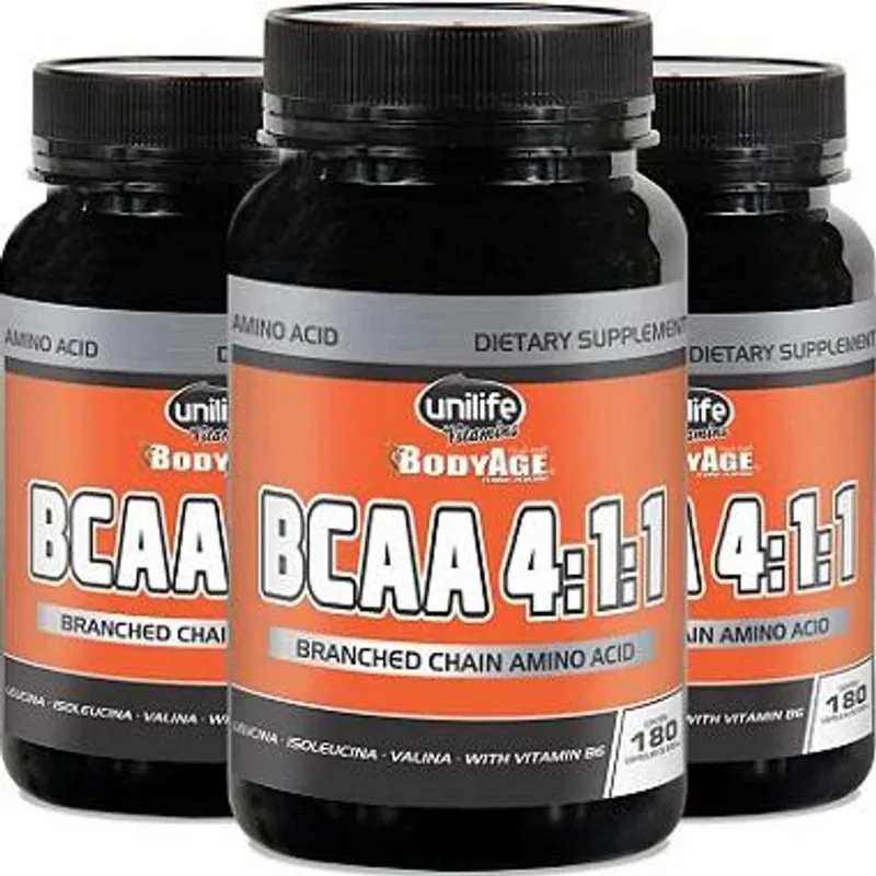 Kit 3 BCAA 4:1:1 Unilife 180 Cápsulas 630mg