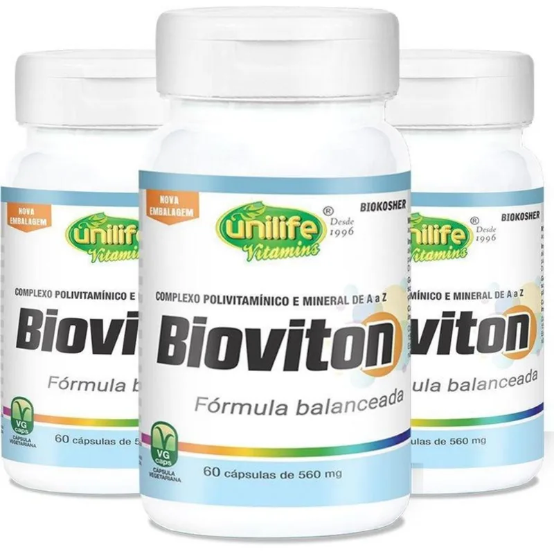 Kit 3 Bioviton Vitaminas E Minerais Unilife 60 Cápsulas