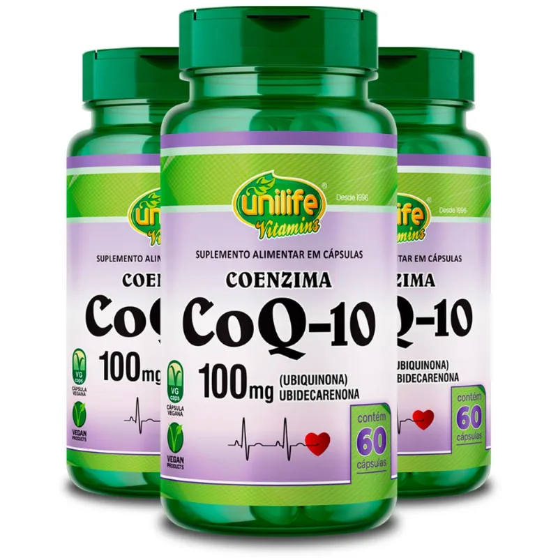 Kit 3 Coenzima Co Q10 Unilife 60 Cápsulas