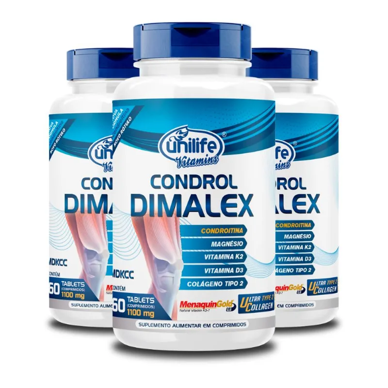 Kit 3 Condrol Dimalex 1100mg Unilife 60 Comprimidos