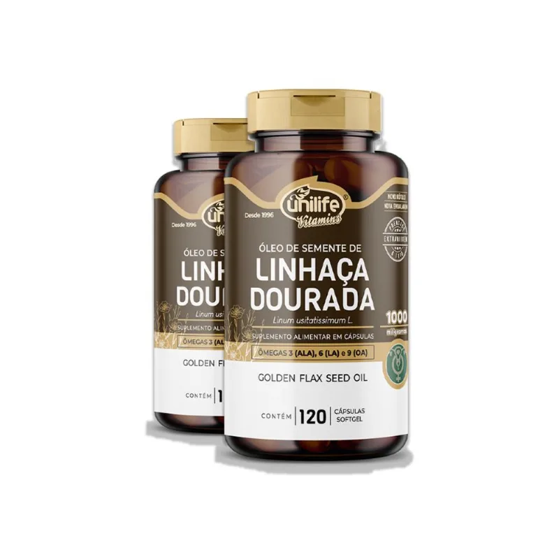 Kit 2 Óleo Linhaça Dourada Unilife 120 Cápsulas