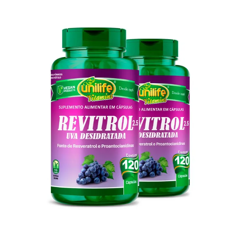 Kit 2 Revitrol Uva desidratada 2.5 Unilife 120 cápsulas