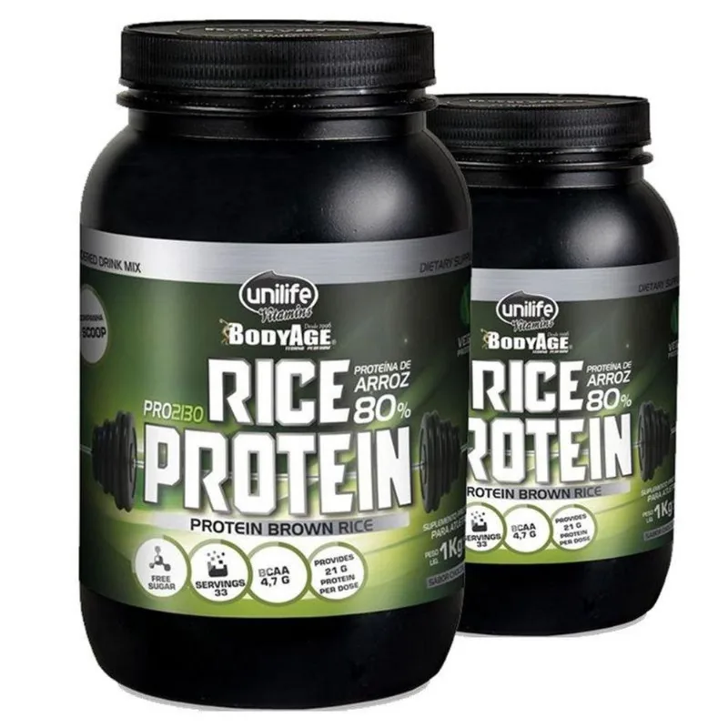 Kit 2 Rice Protein Proteína de Arroz Unilife 1kg Chocolate