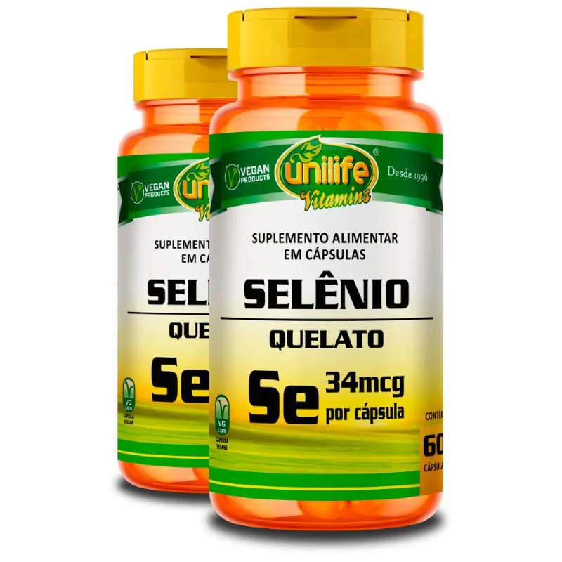 Kit 2 Selênio Quelato Unilife 60 Cápsulas