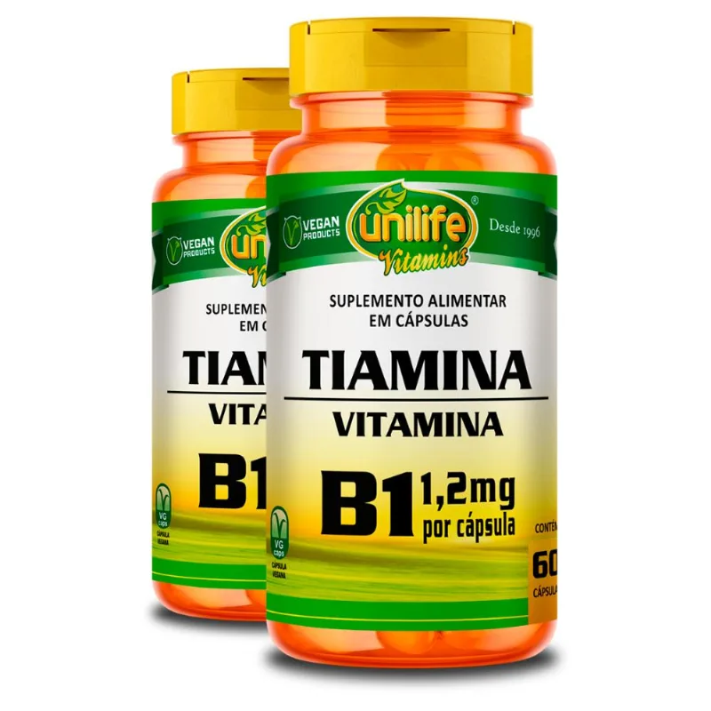 Kit 2 Vitamina B1 Tiamina Unilife 60 cápsulas