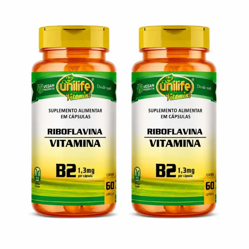 Kit 2 Vitamina B2 Riboflavina 60 cápsulas Unilife