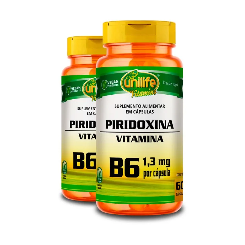 Kit 2 Vitamina B6 Piridoxina Unilife 60 Cápsulas