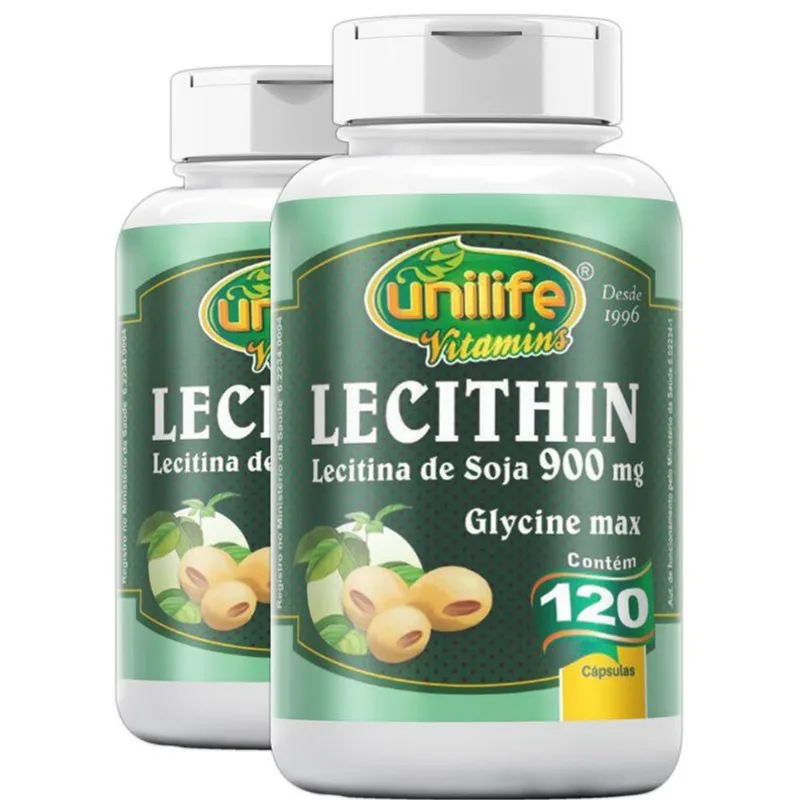 Kit 2 Lecitina de soja 900mg Unilife 120 cápsulas