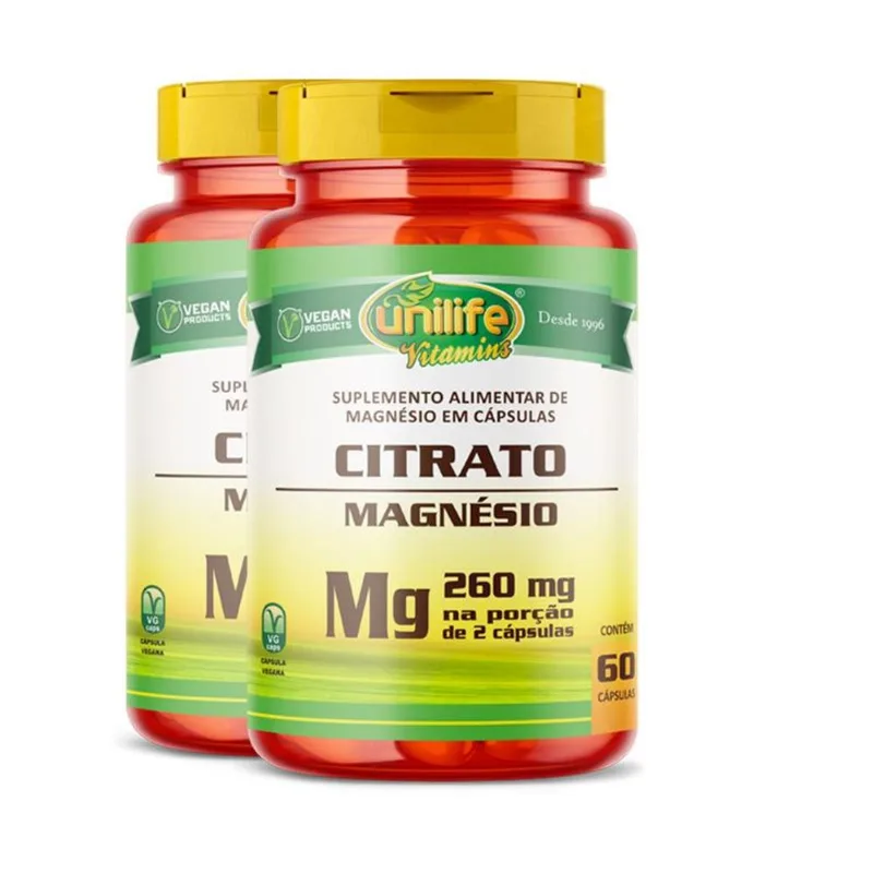 Kit 2 Magnésio citrato Unilife 60 cápsulas
