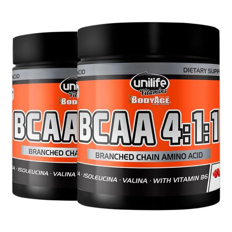Kit 2 BCAA 4:1:1 Unilife 300g em pó Sabor Laranja