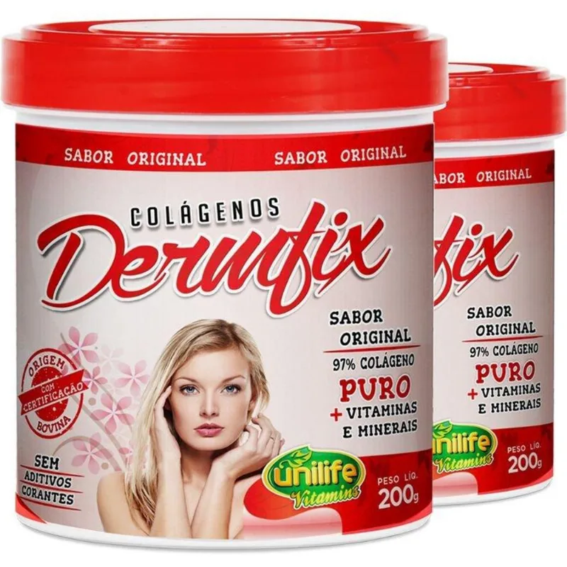 Kit 2 Colágeno Hidrolisado Dermfix 200g em pó Unilife