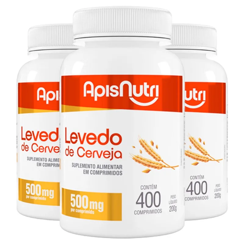 Kit 3 Levedo de Cerveja Apisnutri 400 comprimidos 500mg