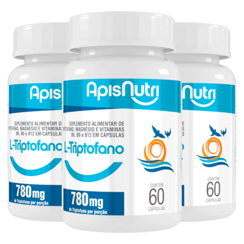 Kit 3 L-Triptofano Apisnutri 780mg 60 Cápsulas