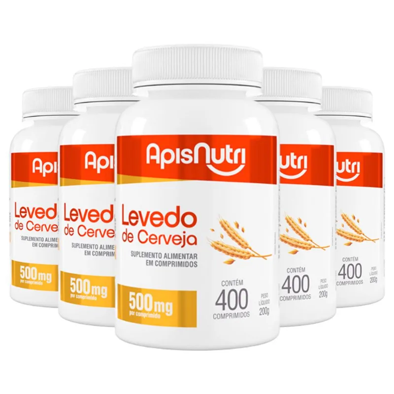 Kit 5 Levedo de Cerveja Apisnutri 400 comprimidos 500mg