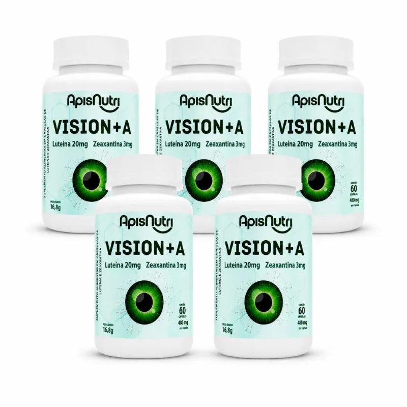 Kit 5 Vision+A Luteína e Zeaxantina Apisnutri 60 cápsulas