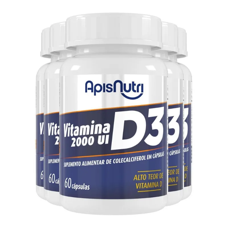Kit 5 Vitamina D3 2000ui Apisnutri 60 Cápsulas