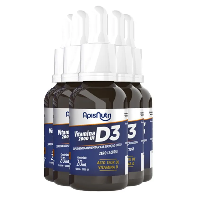 Kit 5 Vitamina D3 Em Gotas Apisnutri 20ml
