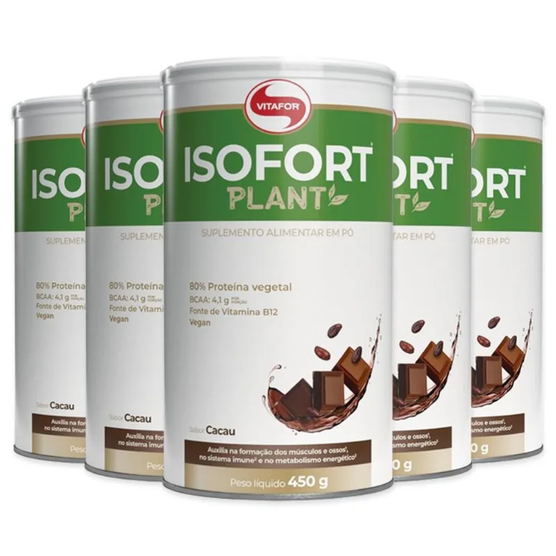 Kit 5 Isofort Plant Vitafor 450g Cacau
