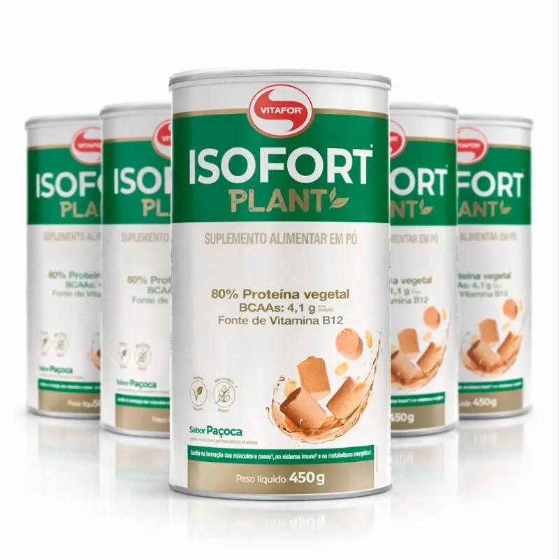 Kit 5 Isofort Plant Vitafor 450g Paçoca