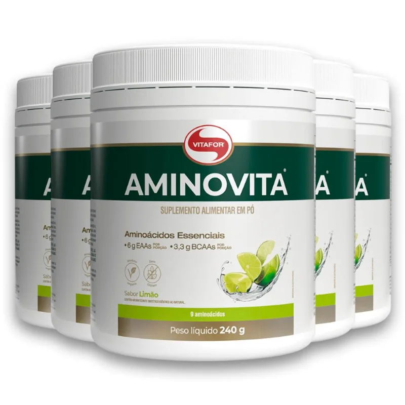 Kit 5 Aminovita Vitafor Vegano 240g Limão
