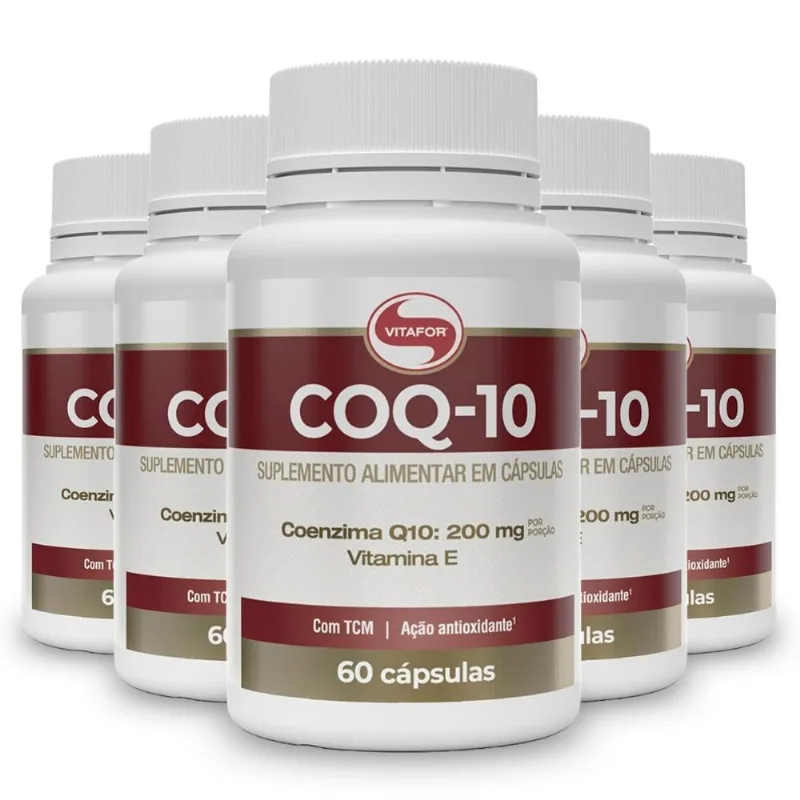 Kit 5 Coenzima Q10 200mg Vitafor 60 Cápsulas