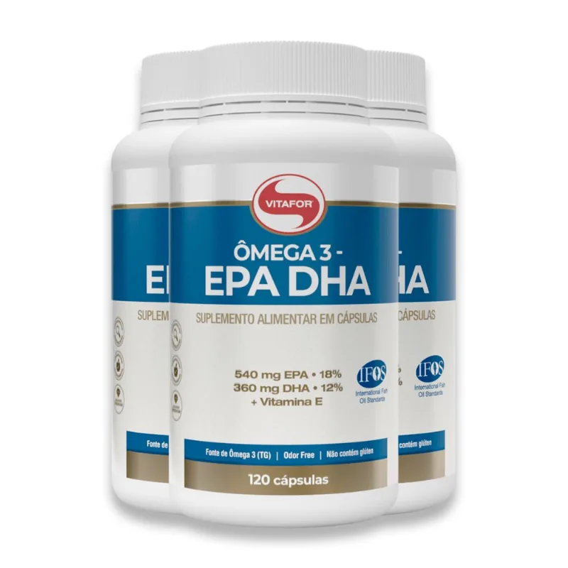 Kit 3 Ômega 3 EPA DHA Vitafor 120 Cápsulas